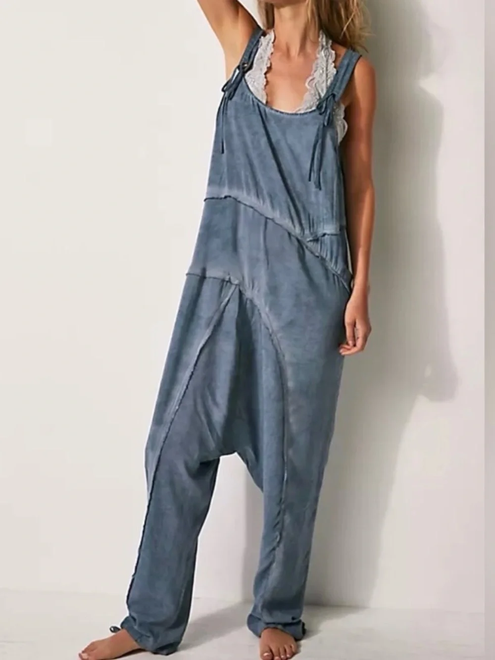 NWOT Free People Slouchy Relaxed Act Natural Shapeless Harem Romper One Piece XS